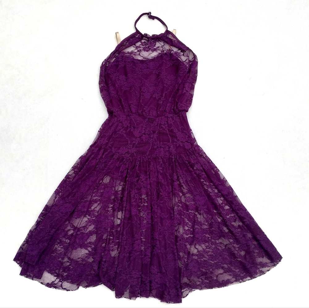 Balera Dancewear Stretch Lace Halter Dress Size SA Women's Dark Purple Lyrical